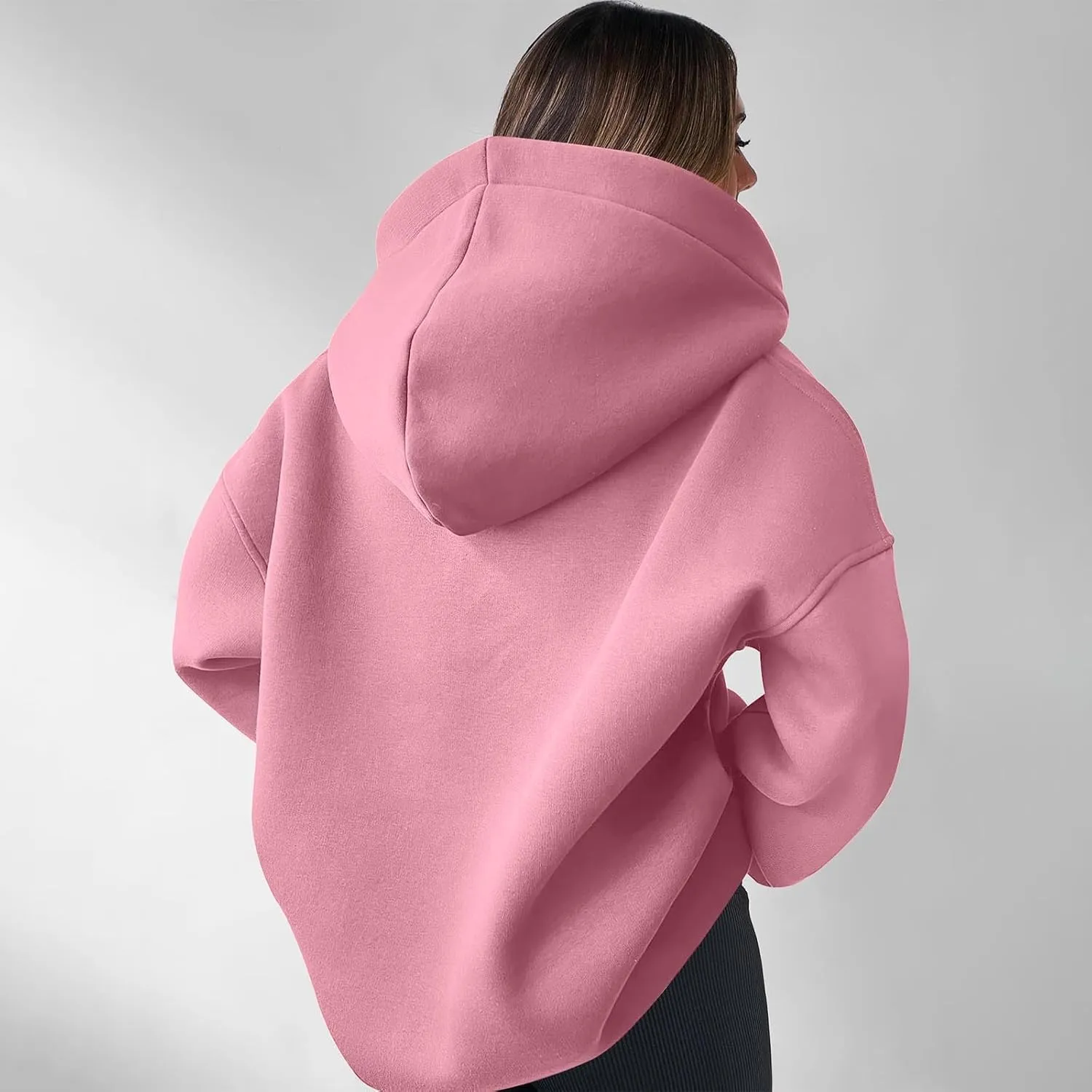 Womens Oversized Hoodies Fleece Long Sleeve Sweatshirts Lapel V Neck Casual Sweaters Pullover Fall Fashion Outfits 2024