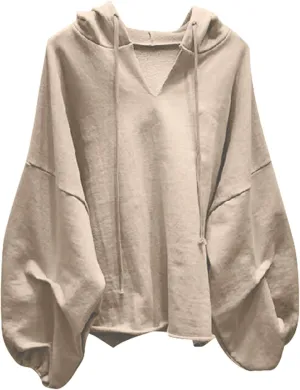 Womens Oversized Hoodies Sweatshirts Casual Long Sleeve Loose Fit Pullover Top Solid Color Fall Teens Outfits Clothes
