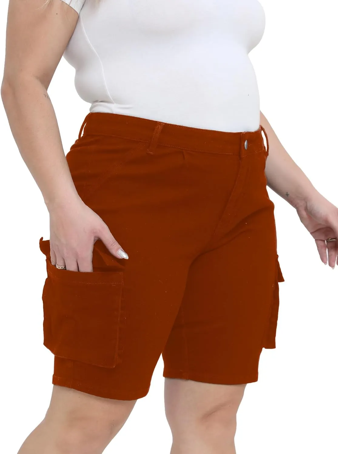 Womens Plus Size Jean Shorts Stretchy Cargo Bermuda Shorts High Waisted Y2k Denim Shorts