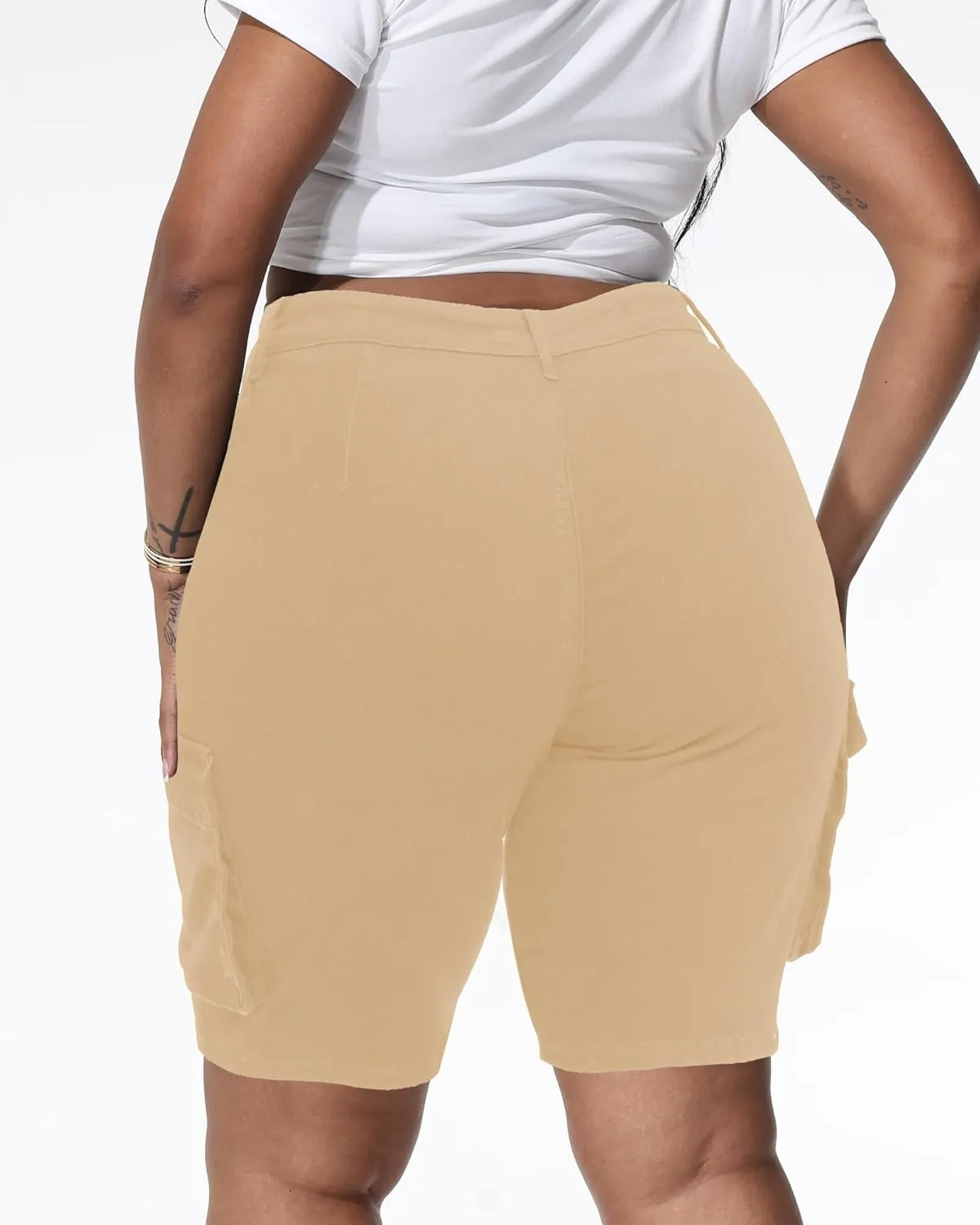 Womens Plus Size Jean Shorts Stretchy Cargo Bermuda Shorts High Waisted Y2k Denim Shorts