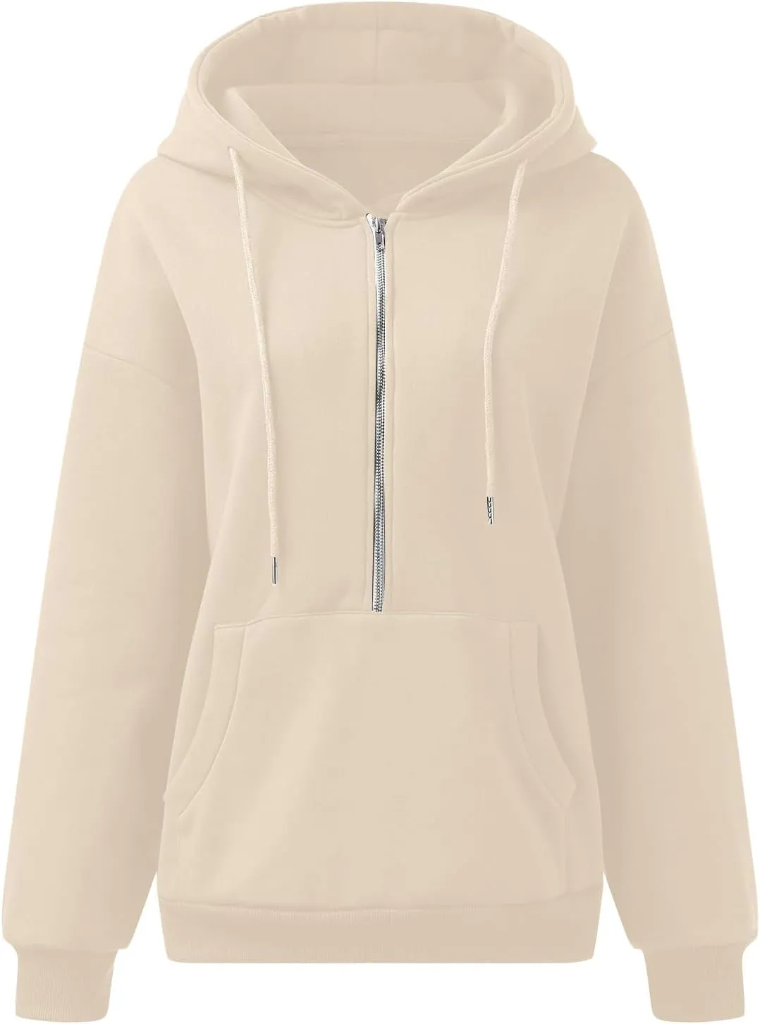 Womens Quarter Zip Pullover Long Sleeve Half Zip Hoodies Fleece Oversized Sweatshirt Fall Sweatshirts with Pockets
