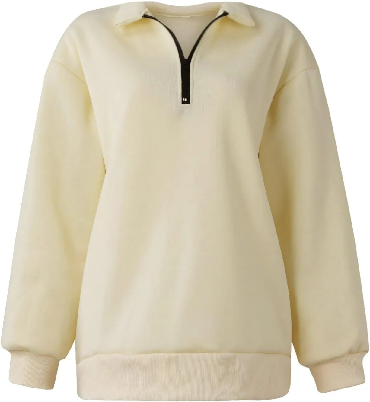 Womens Quarter Zip Trendy Sweatshirts Plain Oversized Long Sleeve Loose Fit Casual Pullover Tops Fall Y2K Clothes