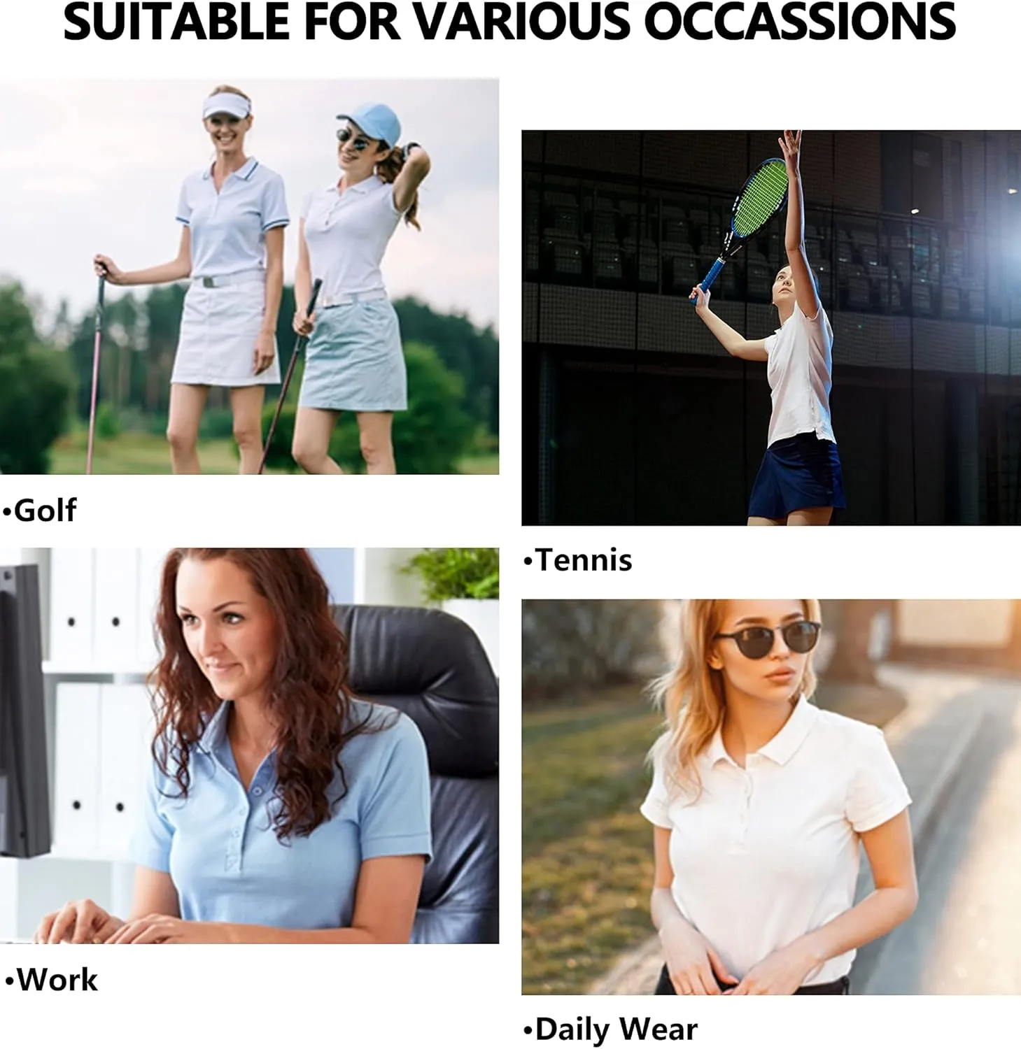 Women's Quick Dry Polo Shirt Short Sleeve Golf Shirt Stretch UV Protection Sports T-Shirt
