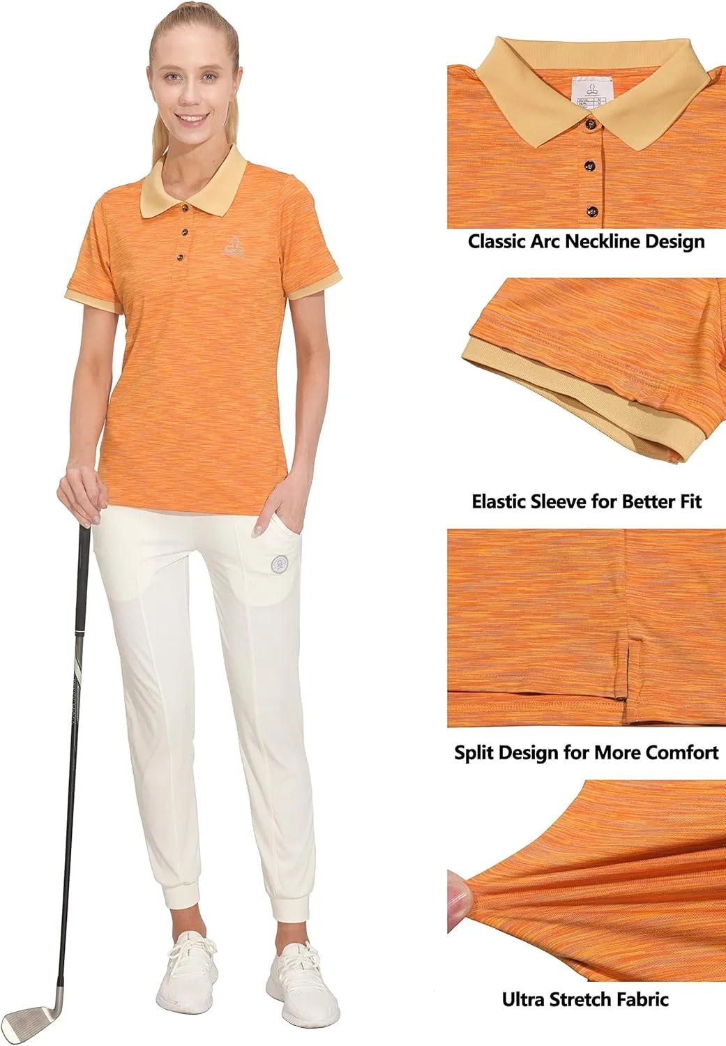 Women's Quick Dry Polo Shirt Short Sleeve Golf Shirt Stretch UV Protection Sports T-Shirt
