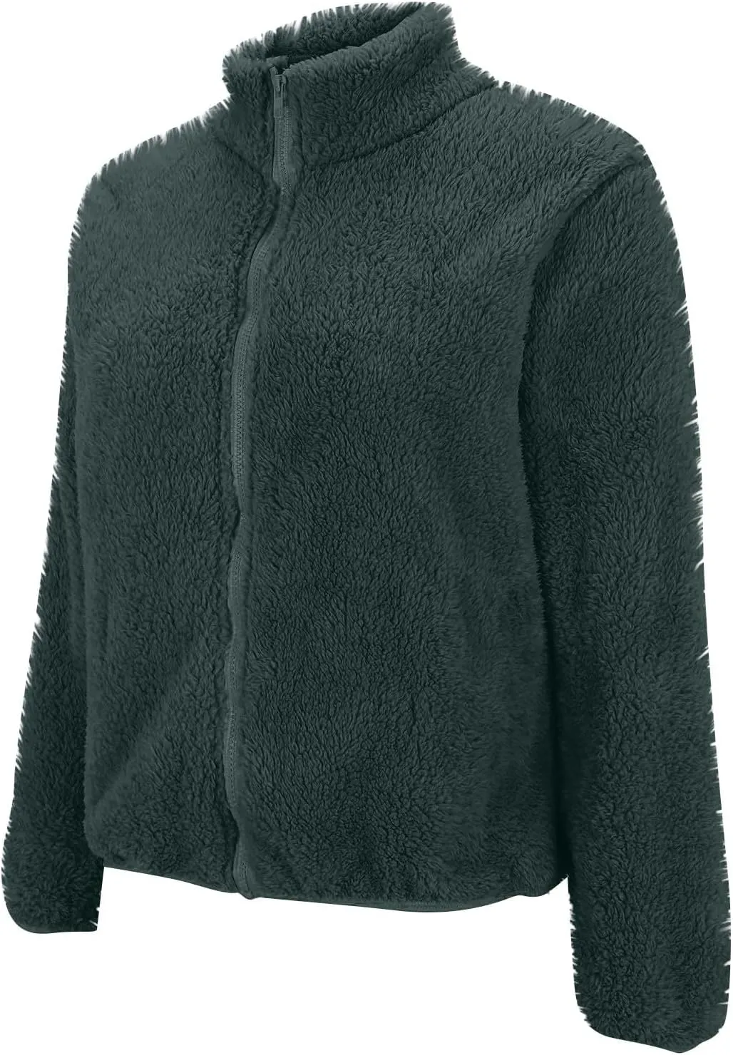 Womens Sherpa Jacket Winter Warm Fleece Zip Up Jacket Lightweight Long Sleeve Sweatshirts Casual Stand Collar Coats