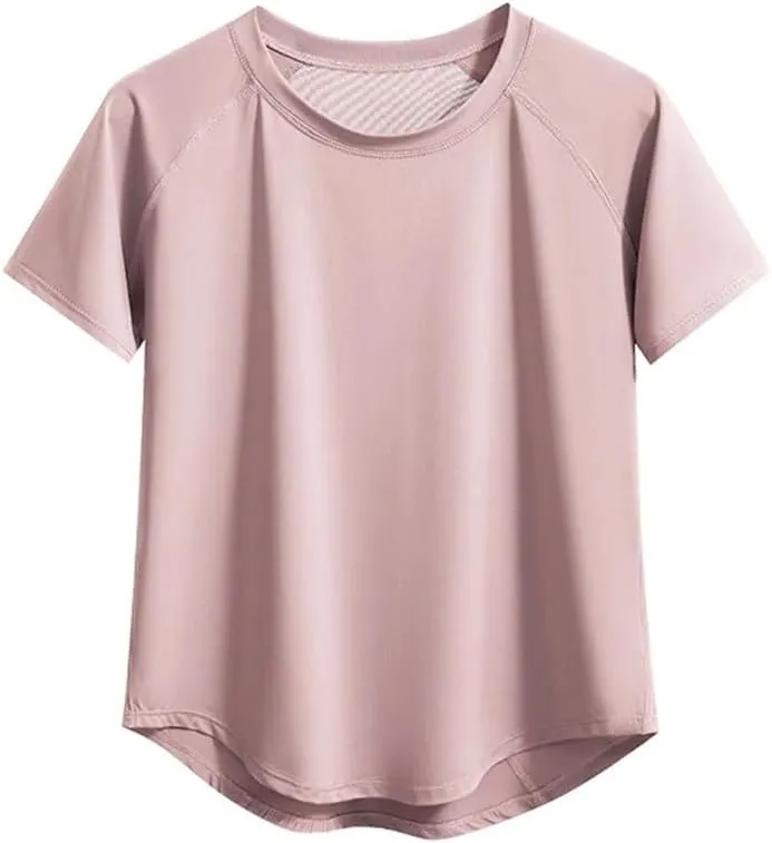 Women's Short Sleeve T-Shirts Breathable Quick-Dry Fitness Casual Sport T-Shirt Yoga Tops