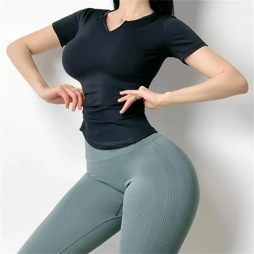 Women's Short Sleeve T-Shirts Breathable Quick Dry Sport Running Fitness Tops