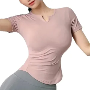 Women's Short Sleeve T-Shirts Breathable Quick Dry Sport Running Fitness Tops
