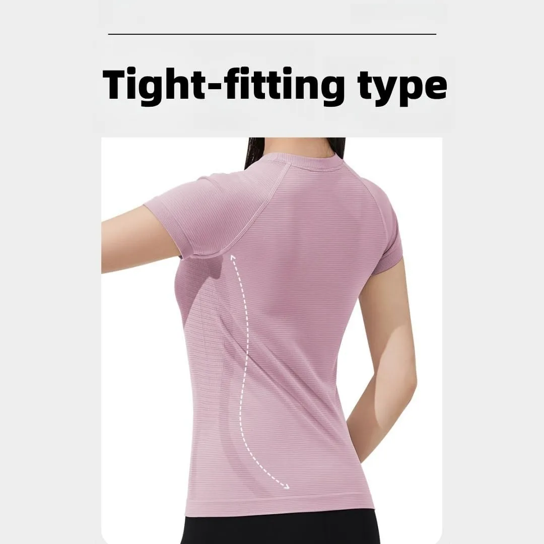 Women's Short Sleeve Workout T-Shirt Quick-Dry Yoga Top,Breathable Running Shirt with High Stretch