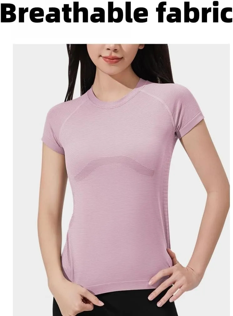 Women's Short Sleeve Workout T-Shirt Quick-Dry Yoga Top,Breathable Running Shirt with High Stretch