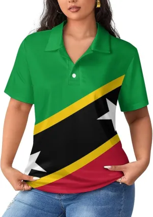 Women's Sport Australian Flag Polo-Shirt Soft Short-Sleeve Polo-Shirt for Women