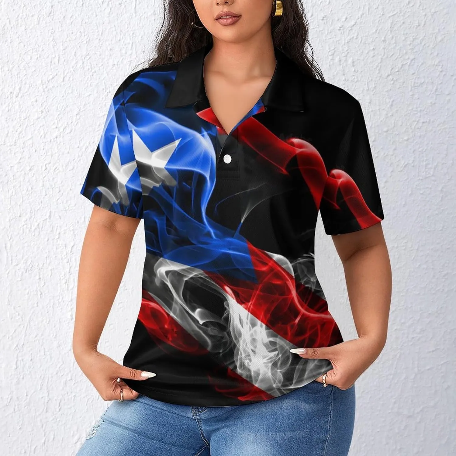 Women's Sport Australian Flag Polo-Shirt Soft Short-Sleeve Polo-Shirt for Women