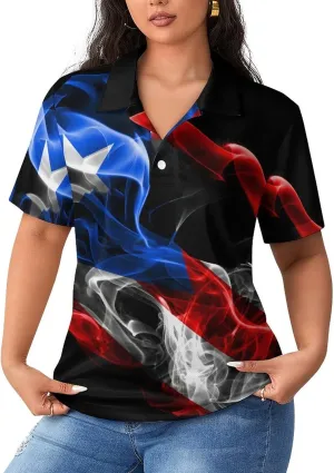 Women's Sport Australian Flag Polo-Shirt Soft Short-Sleeve Polo-Shirt for Women