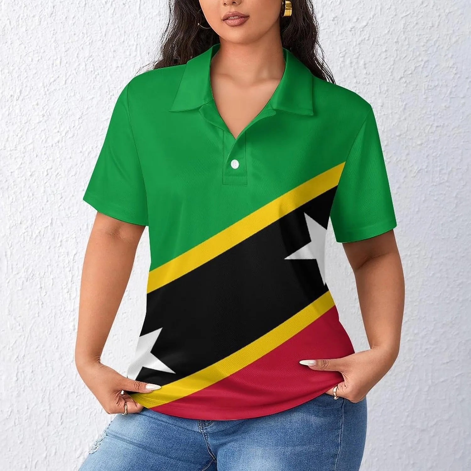 Women's Sport Australian Flag Polo-Shirt Soft Short-Sleeve Polo-Shirt for Women