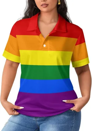 Women's Sport Palestine Flag Polo-Shirt Business Short-Sleeve Polo-Shirt for Women