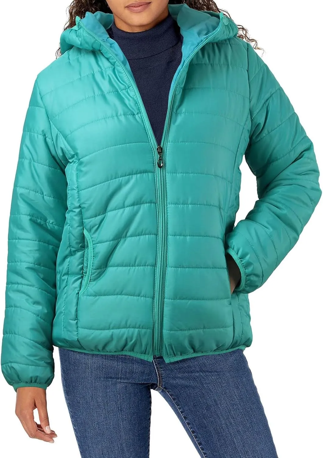 Womens Temperament Thicken Winter Puffer Coats Hooded Pocket Zipper Daily Outdoor Down Coat Casual Warm Fitted Overcoat