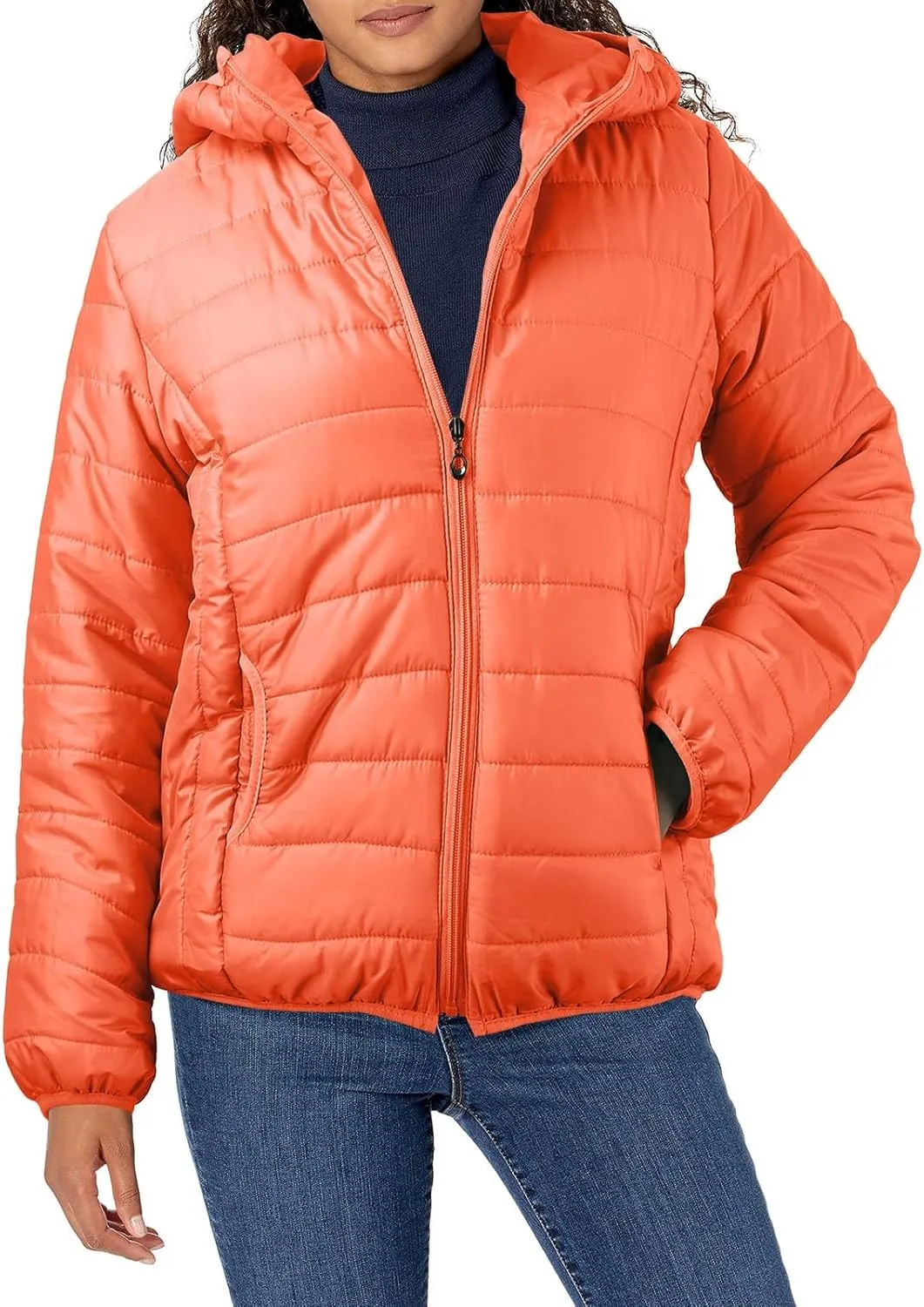 Womens Temperament Thicken Winter Puffer Coats Hooded Pocket Zipper Daily Outdoor Down Coat Casual Warm Fitted Overcoat