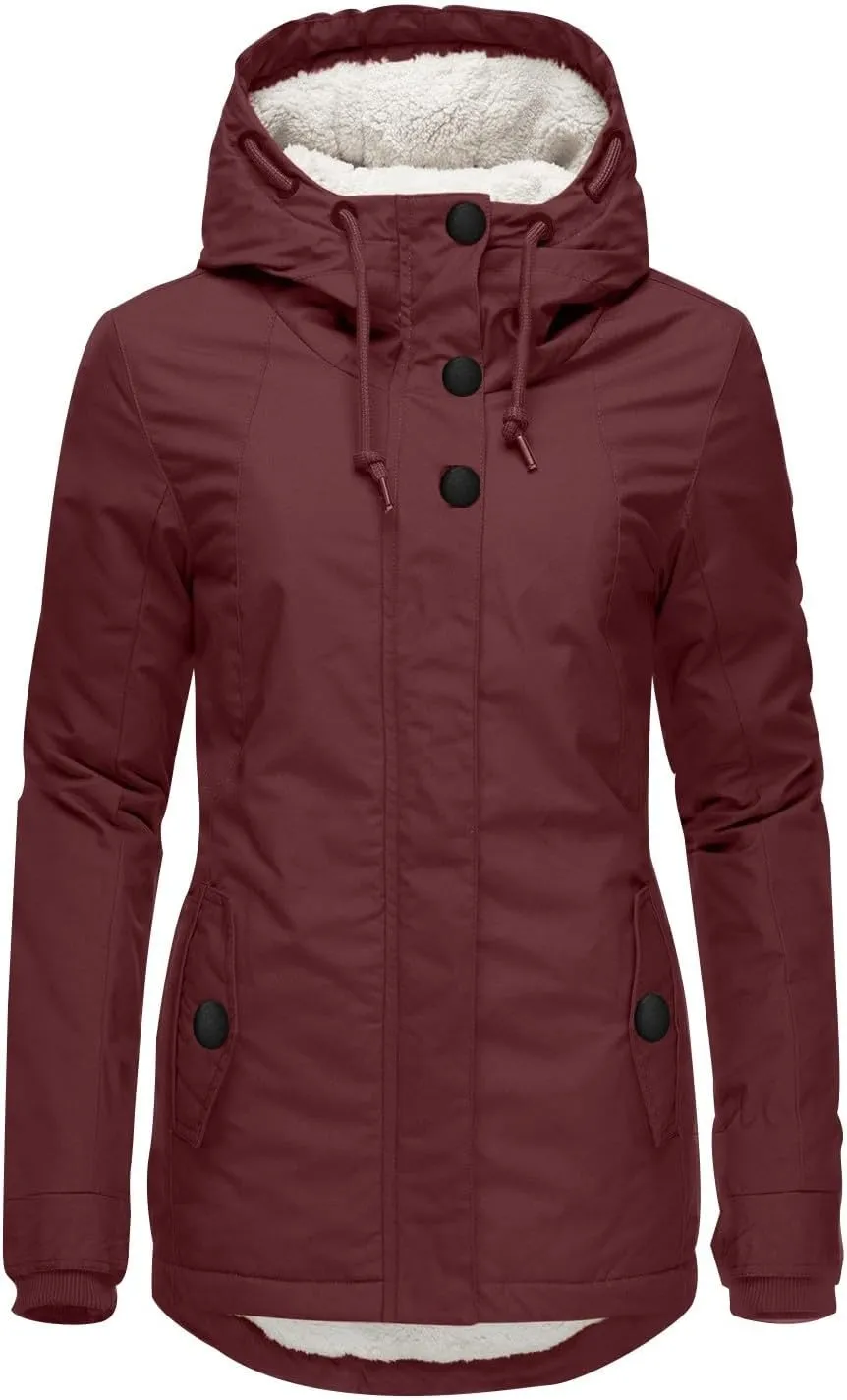 Women's Thickened Down Jacket Coats Fleece Lined Warm Parka4 Hooded Jacket 2024 Winter Outerwear