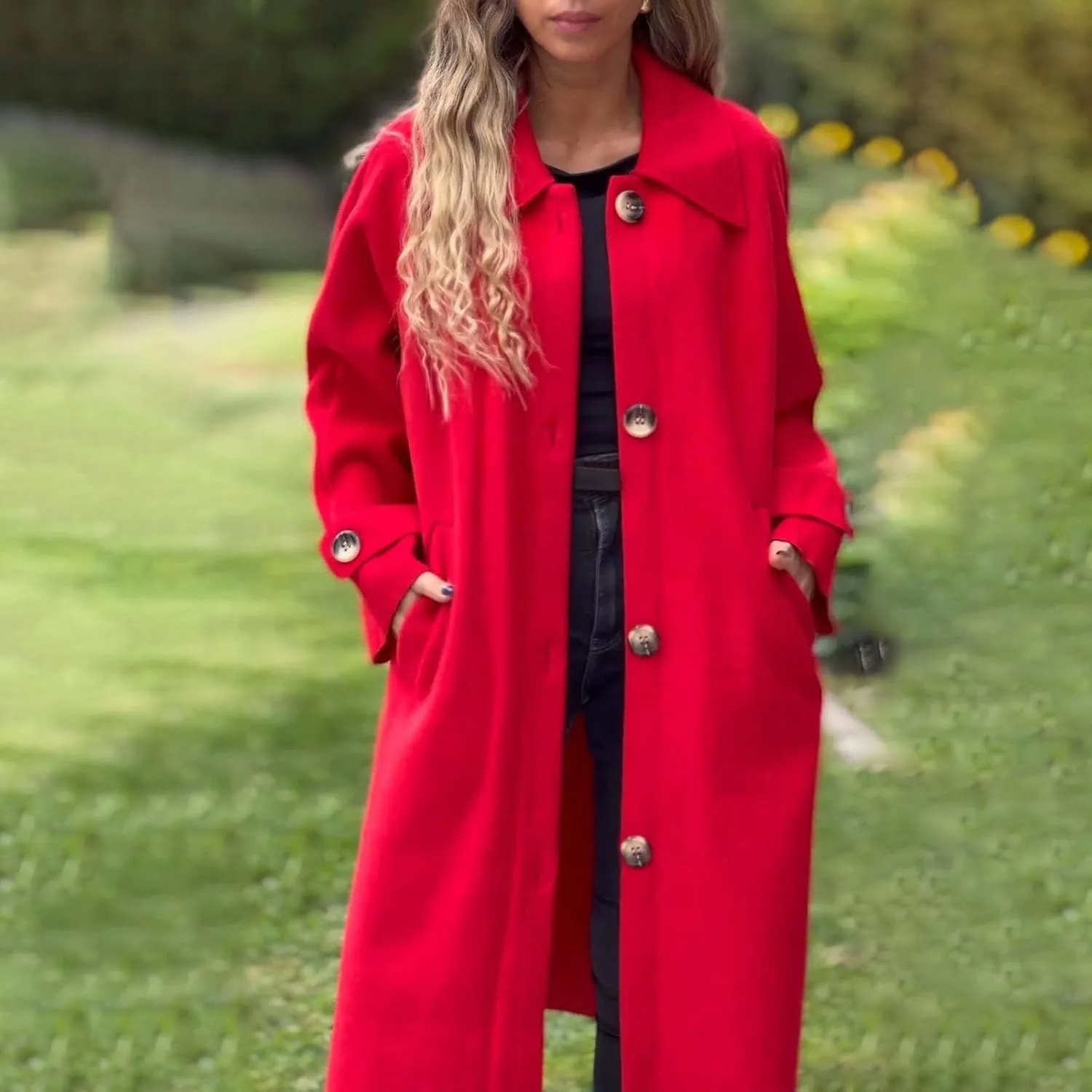 Womens Trench Coat Long Fuzzy Jacket Loose Fitting Warm Winter Outwear Fashion Lapel Jacket Coats Pedcoat Womens