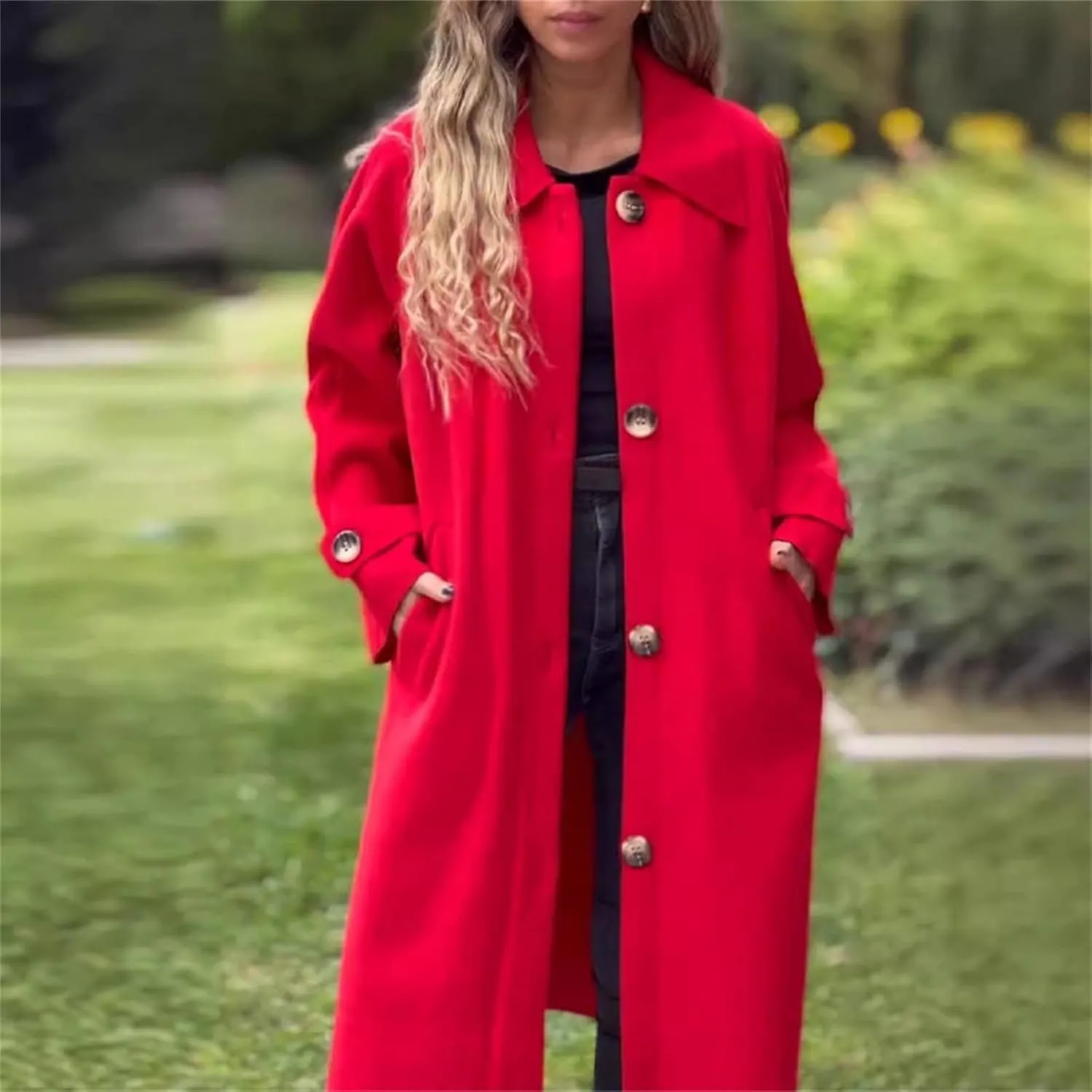 Womens Trench Coat Long Fuzzy Jacket Loose Fitting Warm Winter Outwear Fashion Lapel Jacket Coats Pedcoat Womens