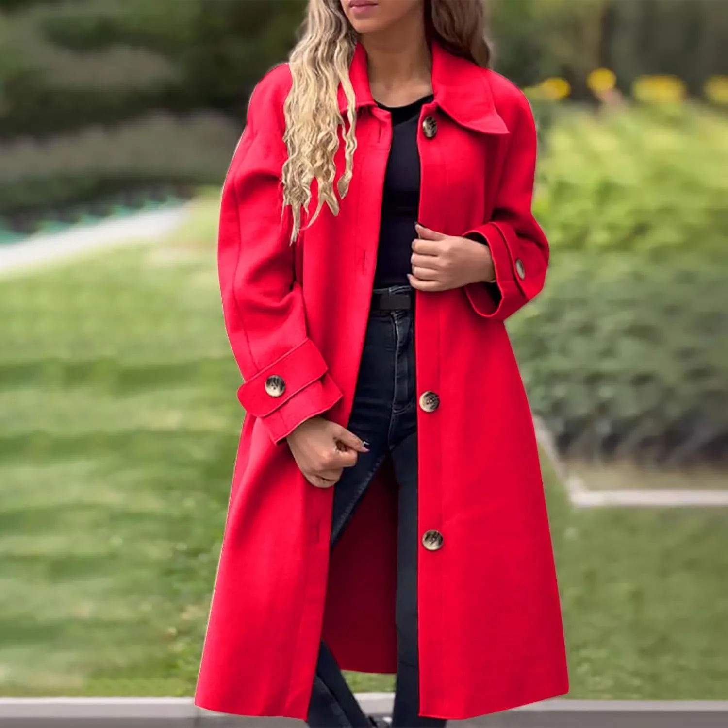 Womens Trench Coat Long Fuzzy Jacket Loose Fitting Warm Winter Outwear Fashion Lapel Jacket Coats Pedcoat Womens