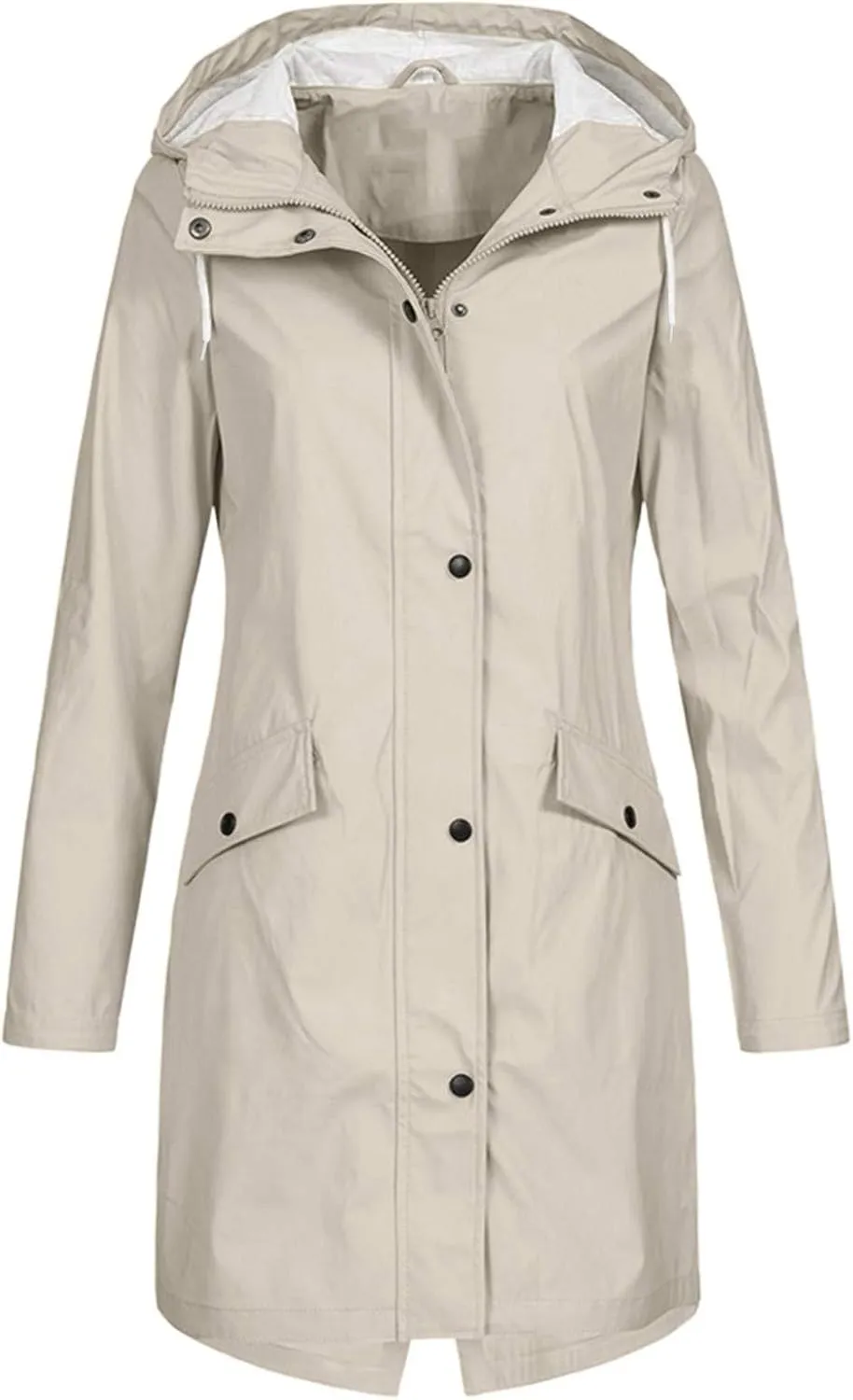 Womens Trench Coat Solid Hooded Jacket Windproof Outdoor Coat Plus Women'S Double Breasted Mid-Length Belted