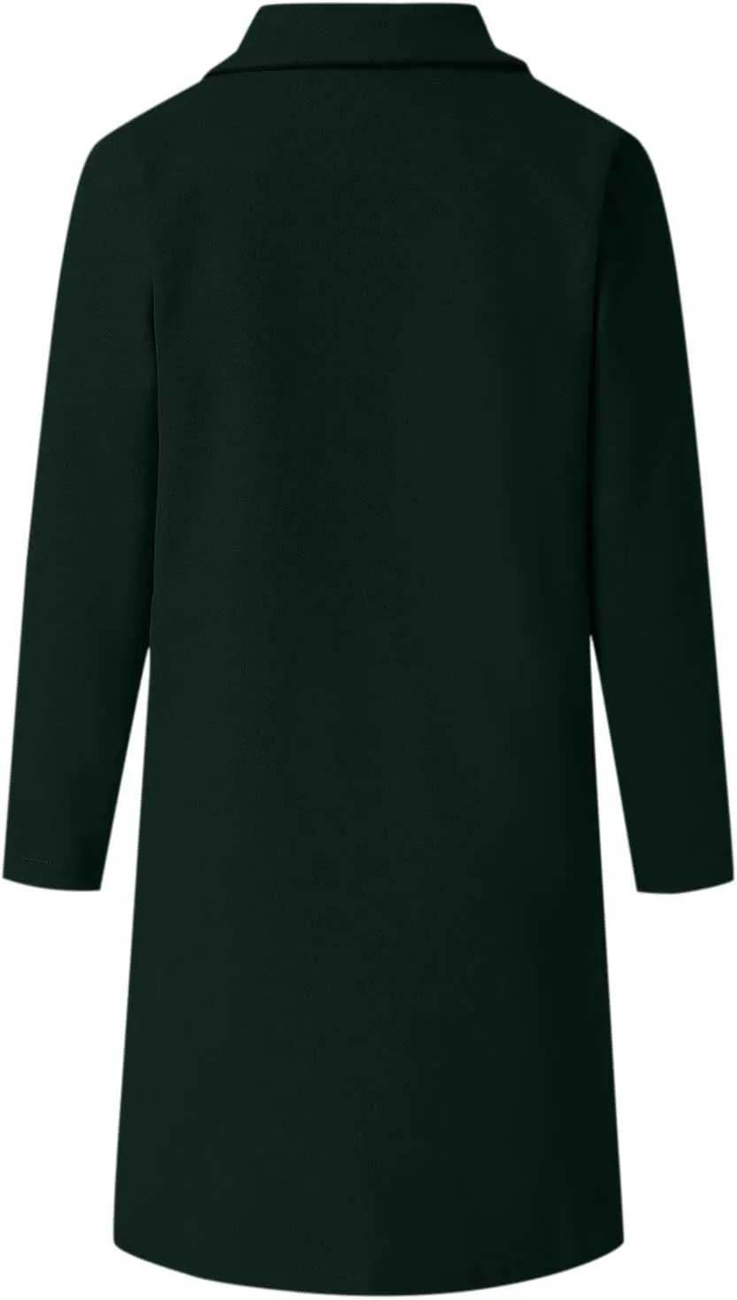 Women's Winter Coats Mid Long Wool Pea Coat Single Breasted Winter Overcoat Office Work Cardigan Peacoat Outerwear