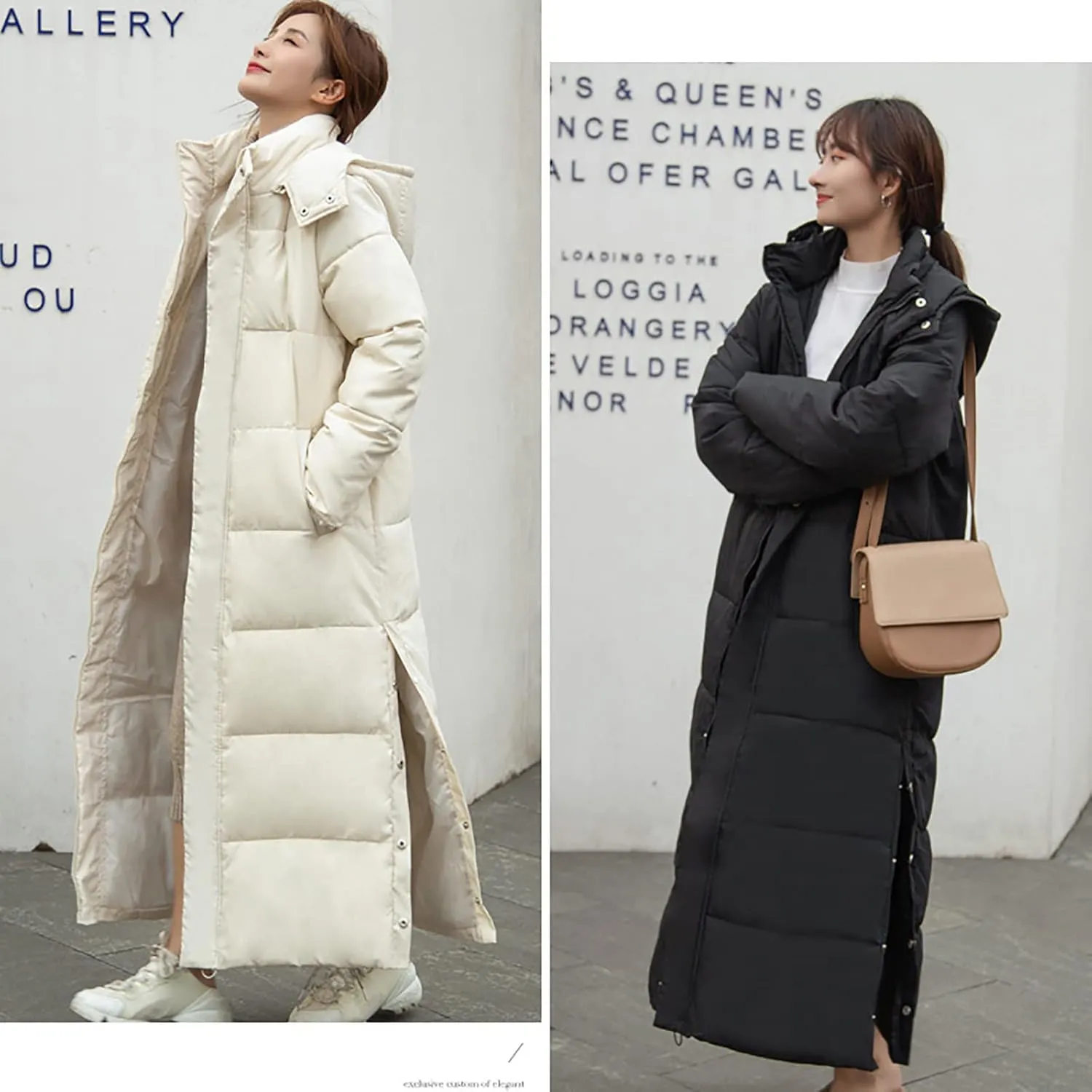 Womens Winter Coats Trendy Plus Size Long Down Coat Hooded Thickened Quilted Warm Maxi Parka Puffer Jackets Outerwear