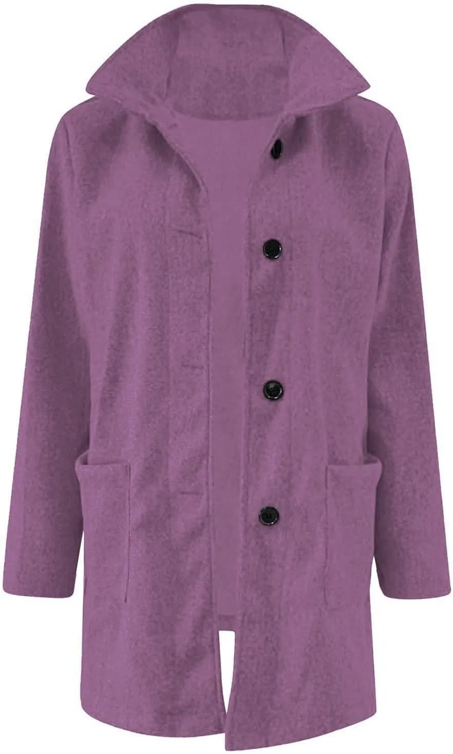 Womens Winter Long Pea Coats Wool Blend Peacoat Thicken Blazer Stand Collar Single Breasted Wool Coats 2024