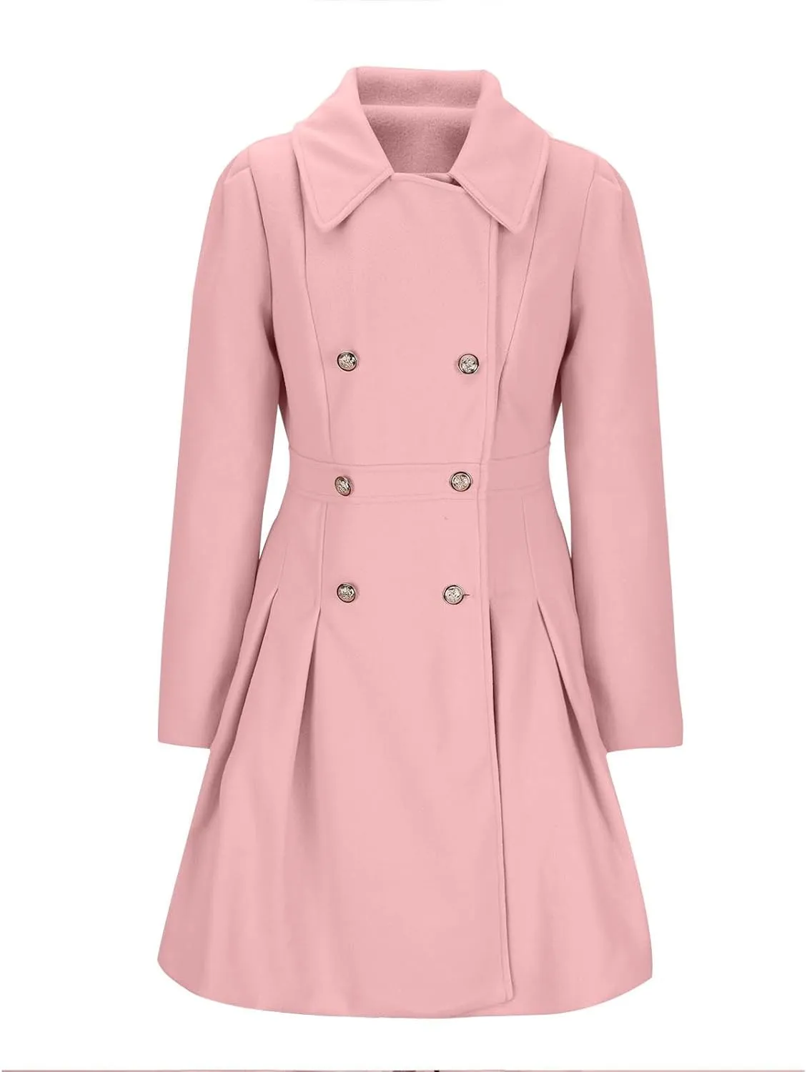 Women's Wool Coats Double Breasted Casual Notched Lapel Pea Coats Oversized Soft Warm Winter Trench Coat Outwear