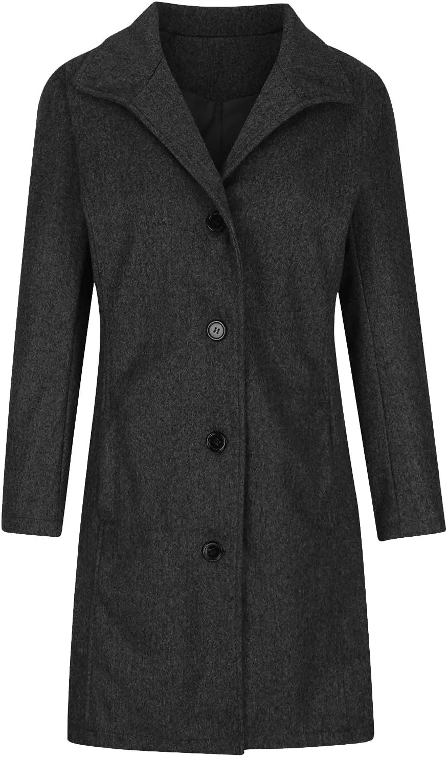 Wool Coats for Women Trendy Pea Coat Single Breasted Dress Coats Warm Wool Blazers Casual Winter Jacket with Pockets