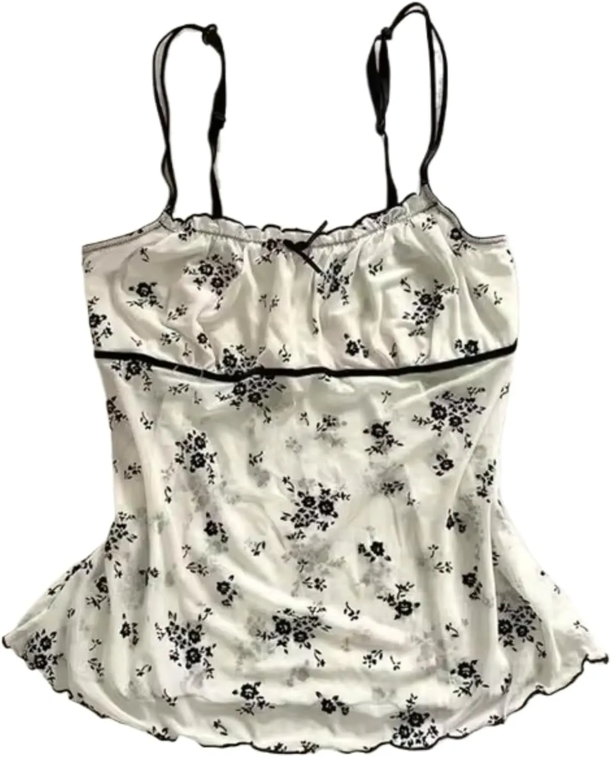 Y2k Tank Top Coquette Cami Women Summer Lace Spaghetti Strap Bow Tops Crop Cute Camisole