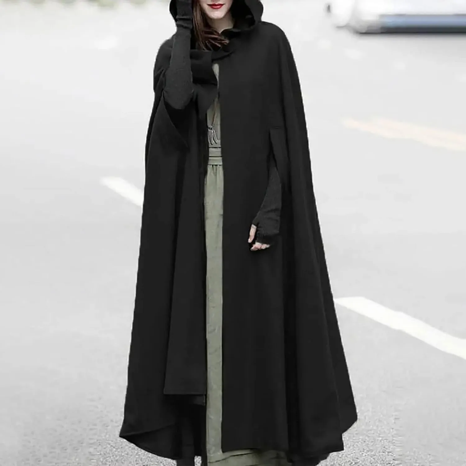 yardsong Cloak Jackets for Women 2024 Fall Winter Fashion Wool Blend Hooded Cape Poncho Cloak Coat Long Trench Coats