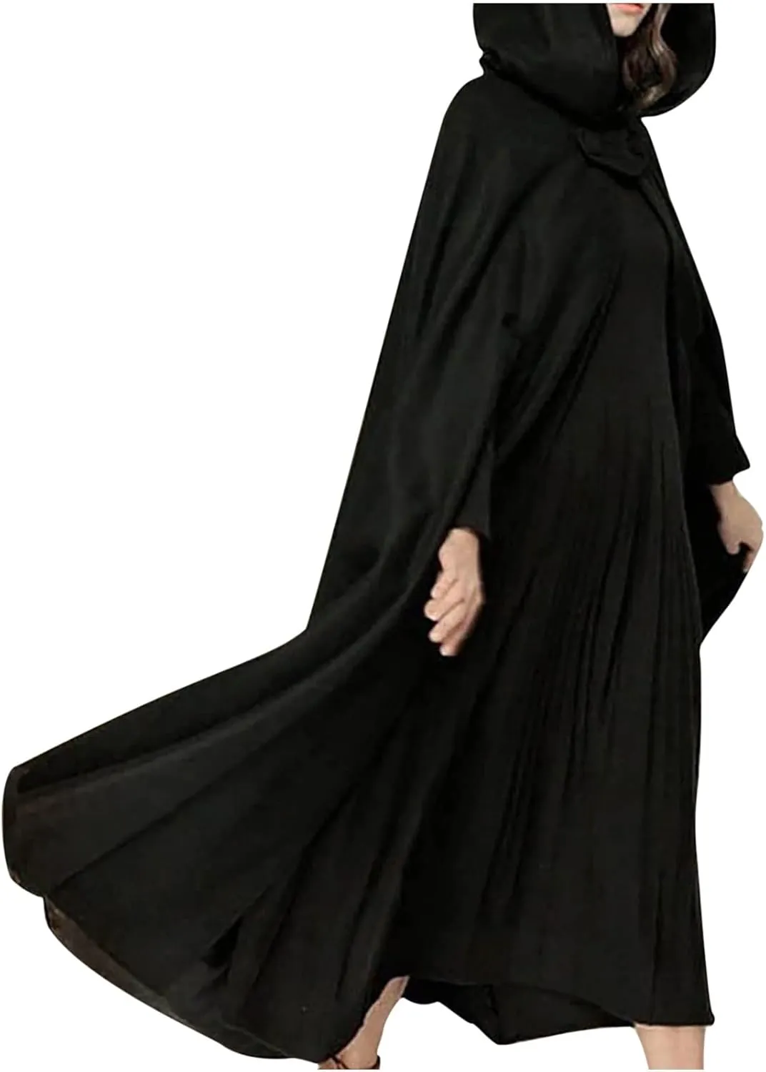 yardsong Cloak Jackets for Women 2024 Fall Winter Fashion Wool Blend Hooded Cape Poncho Cloak Coat Long Trench Coats