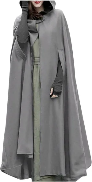 yardsong Cloak Jackets for Women 2024 Fall Winter Fashion Wool Blend Hooded Cape Poncho Cloak Coat Long Trench Coats