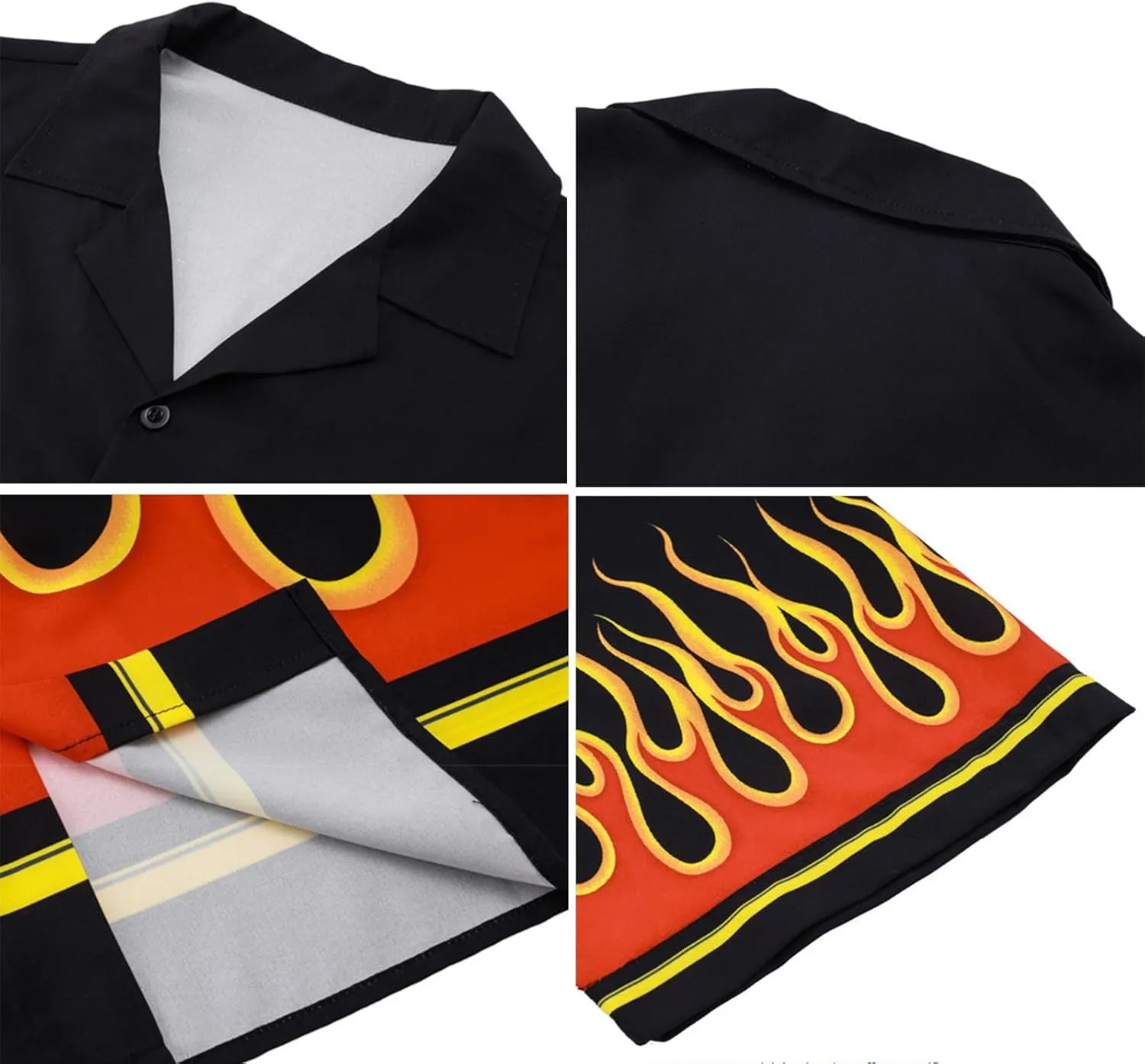 YEMOCILE Button Down Flame Shirt for Men Women Oversized Short Sleeve T-Shirt