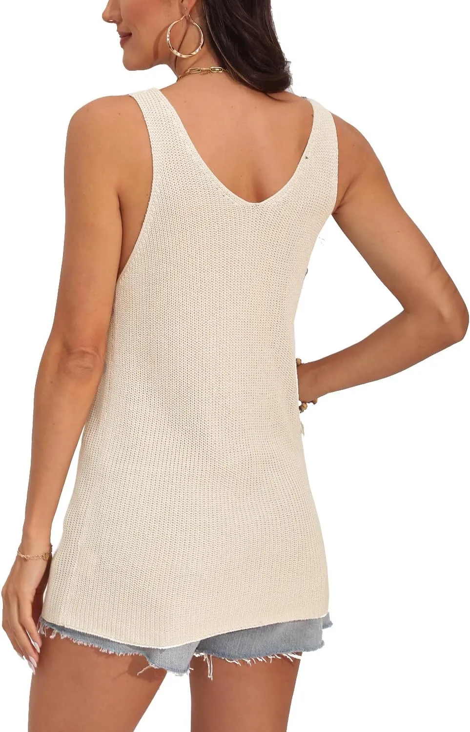 YEXIPO Womens Summer Sleeveless V Neck Sweater Vest Fall Loose Casual Knit Tank Tops