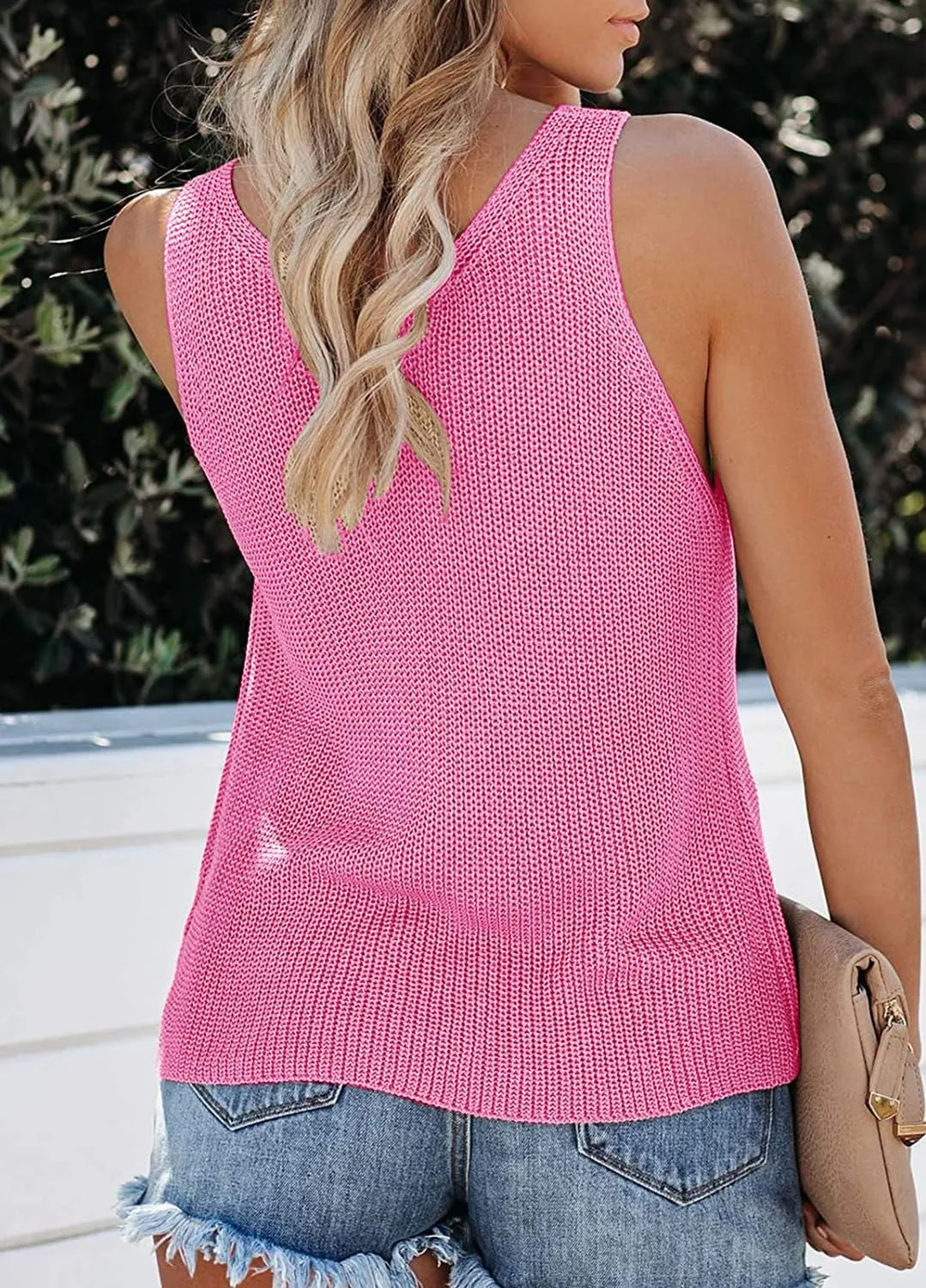 YEXIPO Womens Summer Sleeveless V Neck Sweater Vest Fall Loose Casual Knit Tank Tops