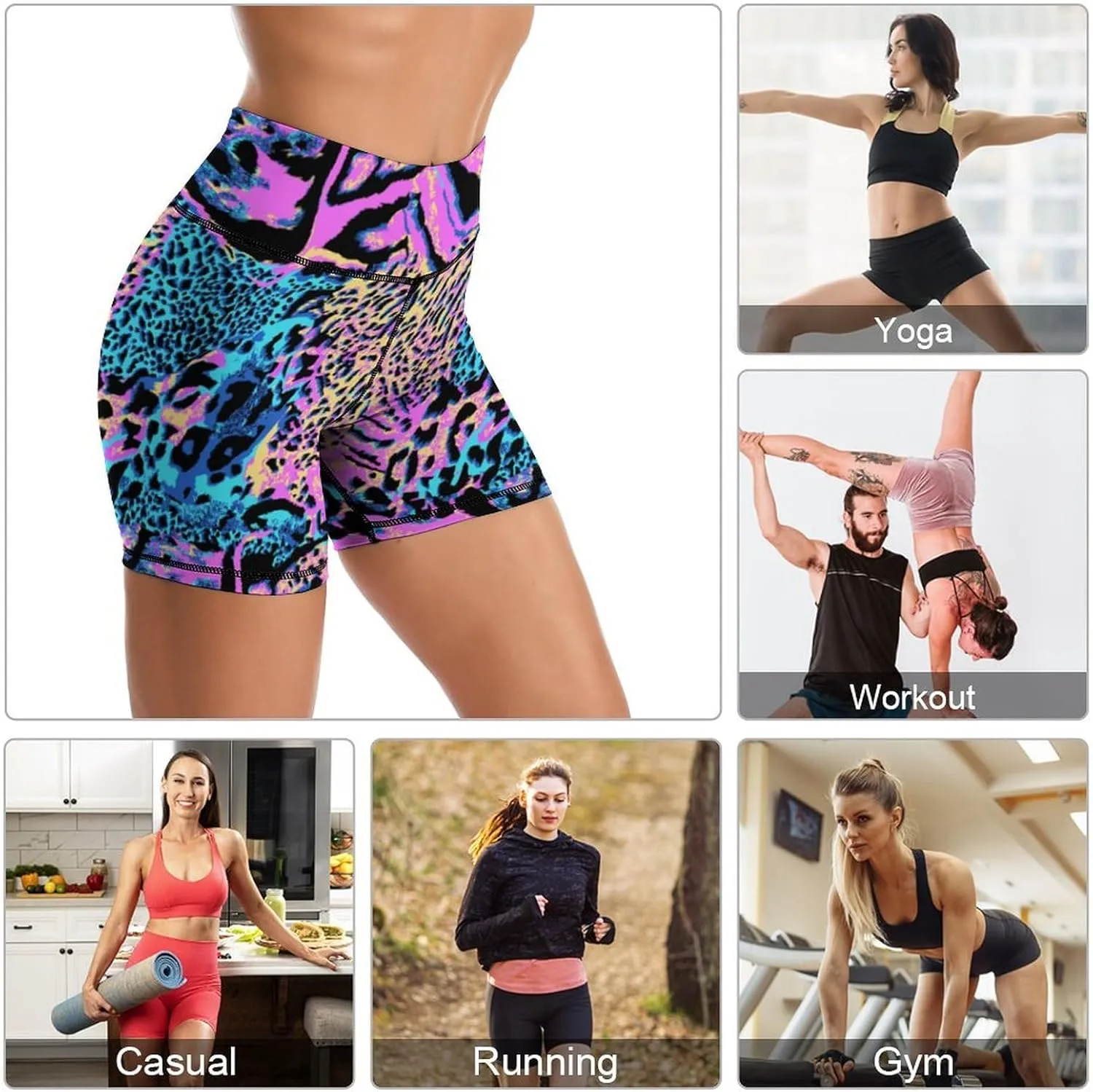 Yoga Shorts High Waisted Tummy Control Biker Shorts for Womens Athletic Running Workout Gym Tennis Shorts
