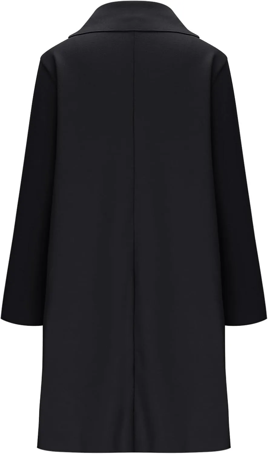 YRAETENM Trench Coat Women Single Breasted Notch Lapel Wool Coats Casual Mid Long Solid Color Jackets Fall Winter Outwear