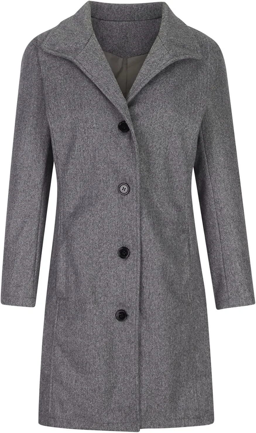 YRAETENM Trench Coats for Women Single Breasted Label Mid Length Overcoat Business Casual Wool Pea Coat Fall Winter Outwear