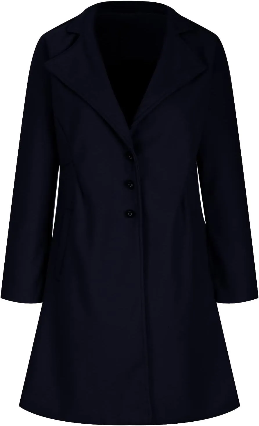YRAETENM Winter Coats for Women Elegant Single Breasted Long Wool Coat Overcoat Casual Slim Fit Lapel Collar Trench Coats