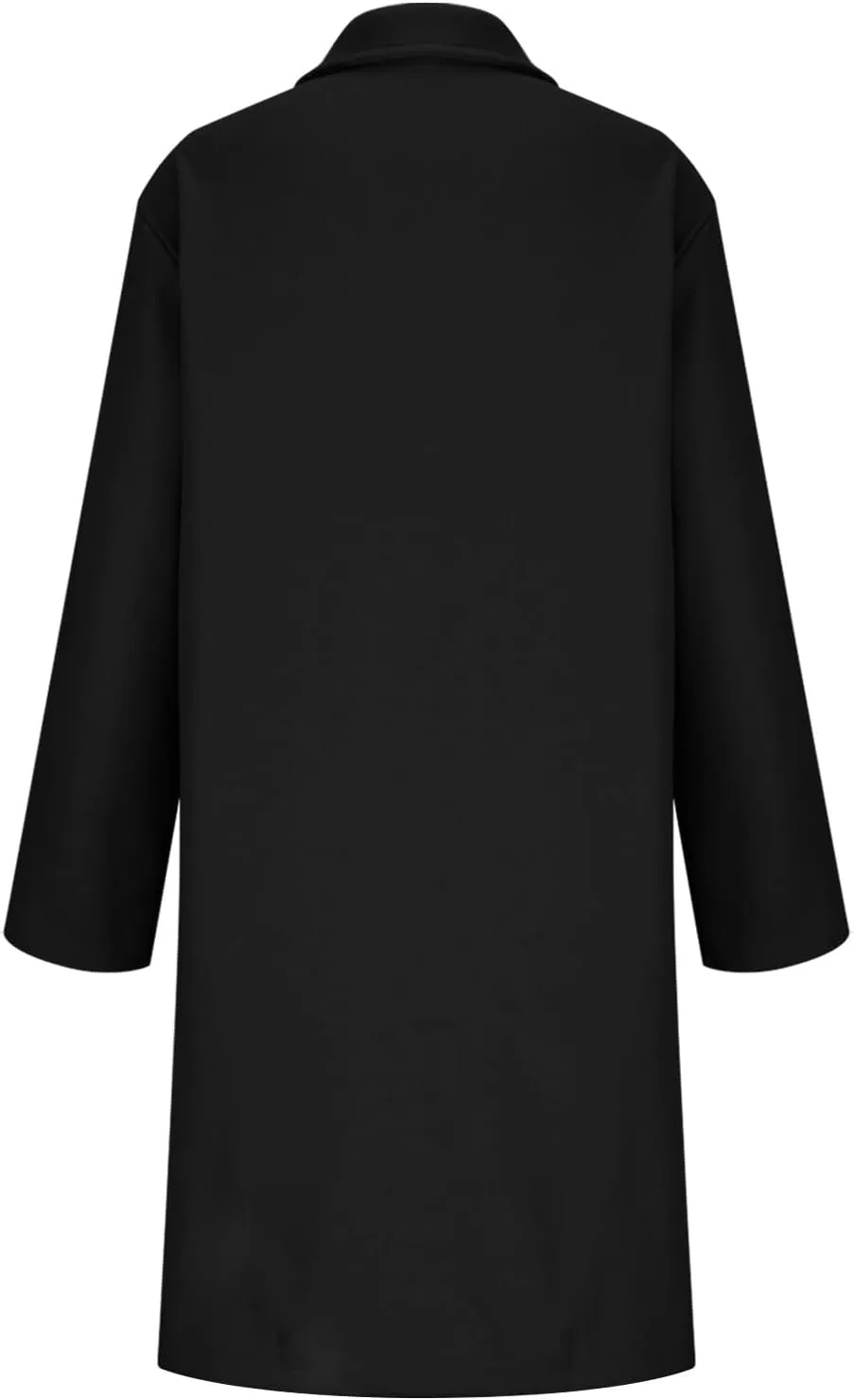 YRAETENM Women's Winter Casual Double Breasted Mid Long Wool Coat Oversized Warm Notched Lapel Business Trench Coats Outwear