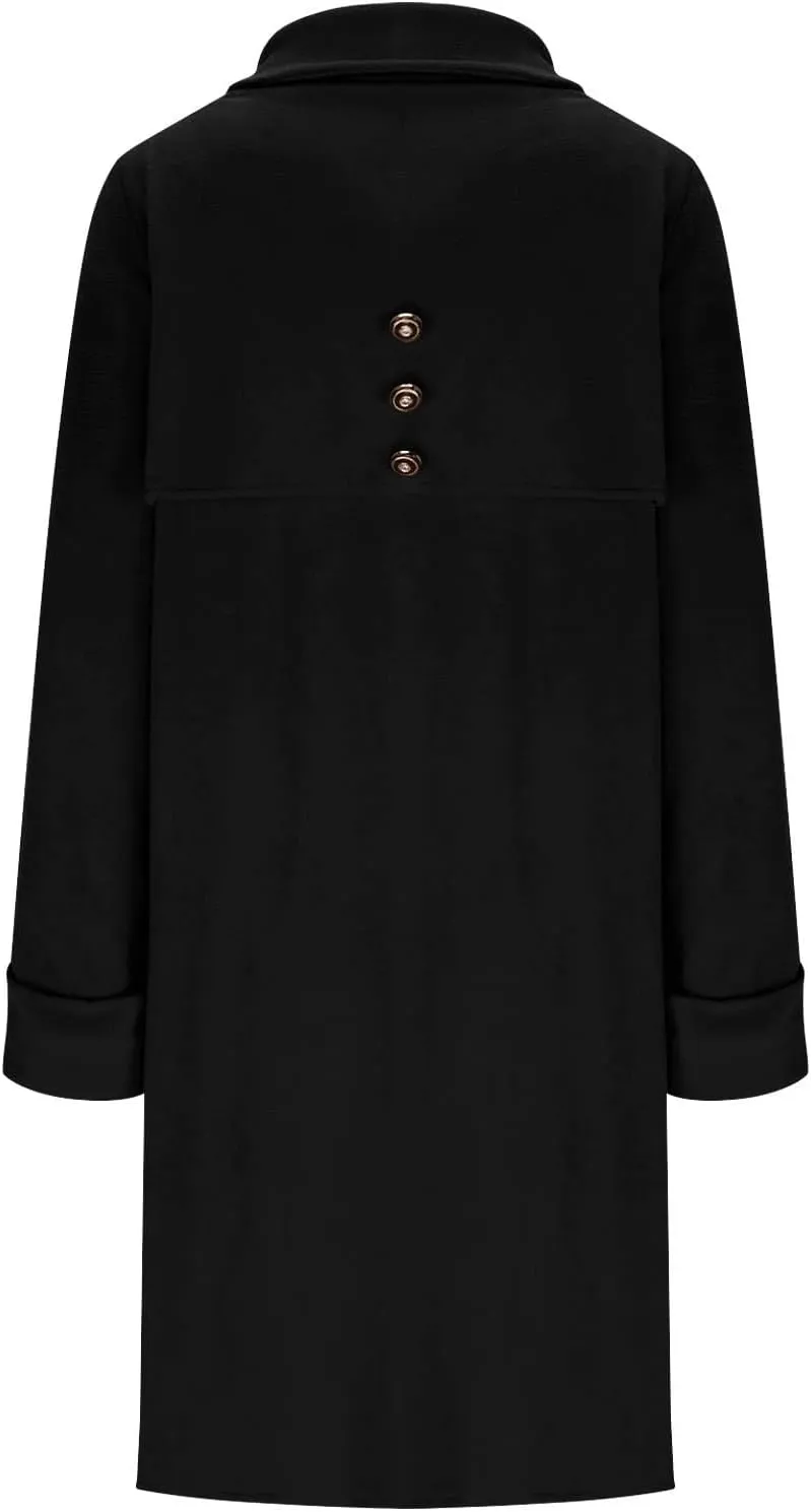 YRAETENM Womens Wool Coat Fall Winter Double Breasted Trench Coat Casual Woolen Blazer Jackets Business Mid Length Pea Coats