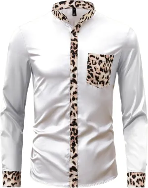 ZAFUL Men's African Shirt Hipster Tribal Graphic Patchwork Slim Fit Tee Long Sleeve Button Down Mandarin Collar Shirts