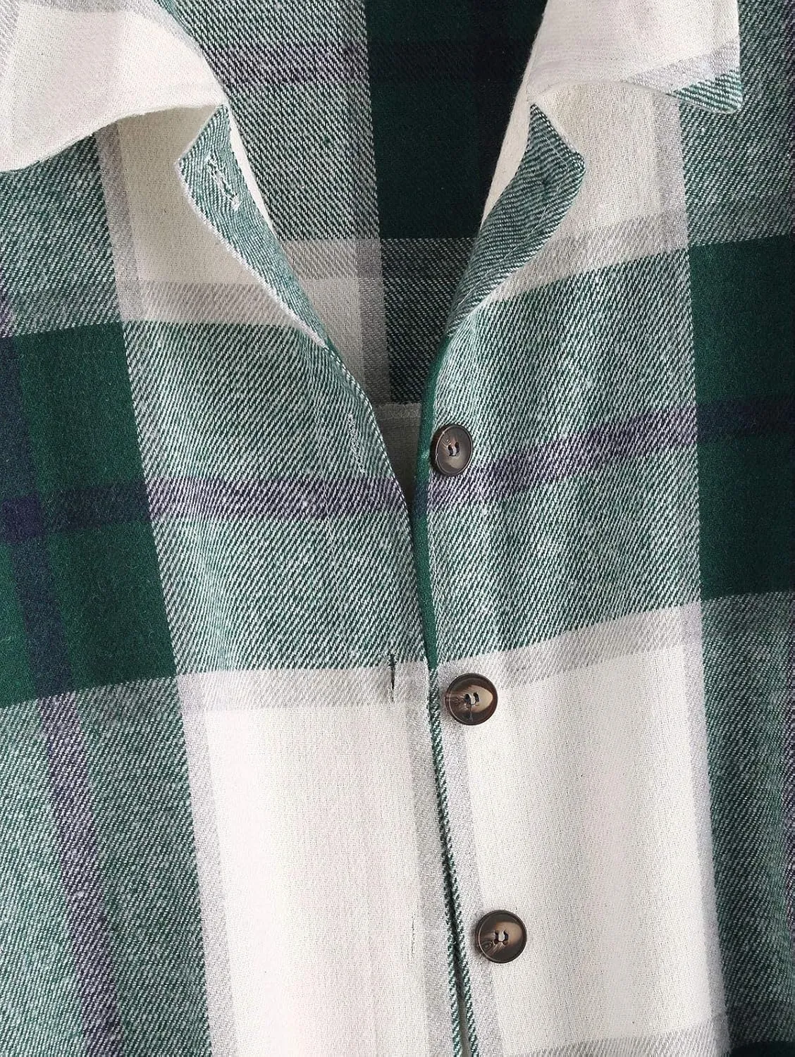 ZAFUL Women's Plaid Long Sleeve Shirt Button Down Thin Jacket Casual Flannel Plaid Shacket with Pocket