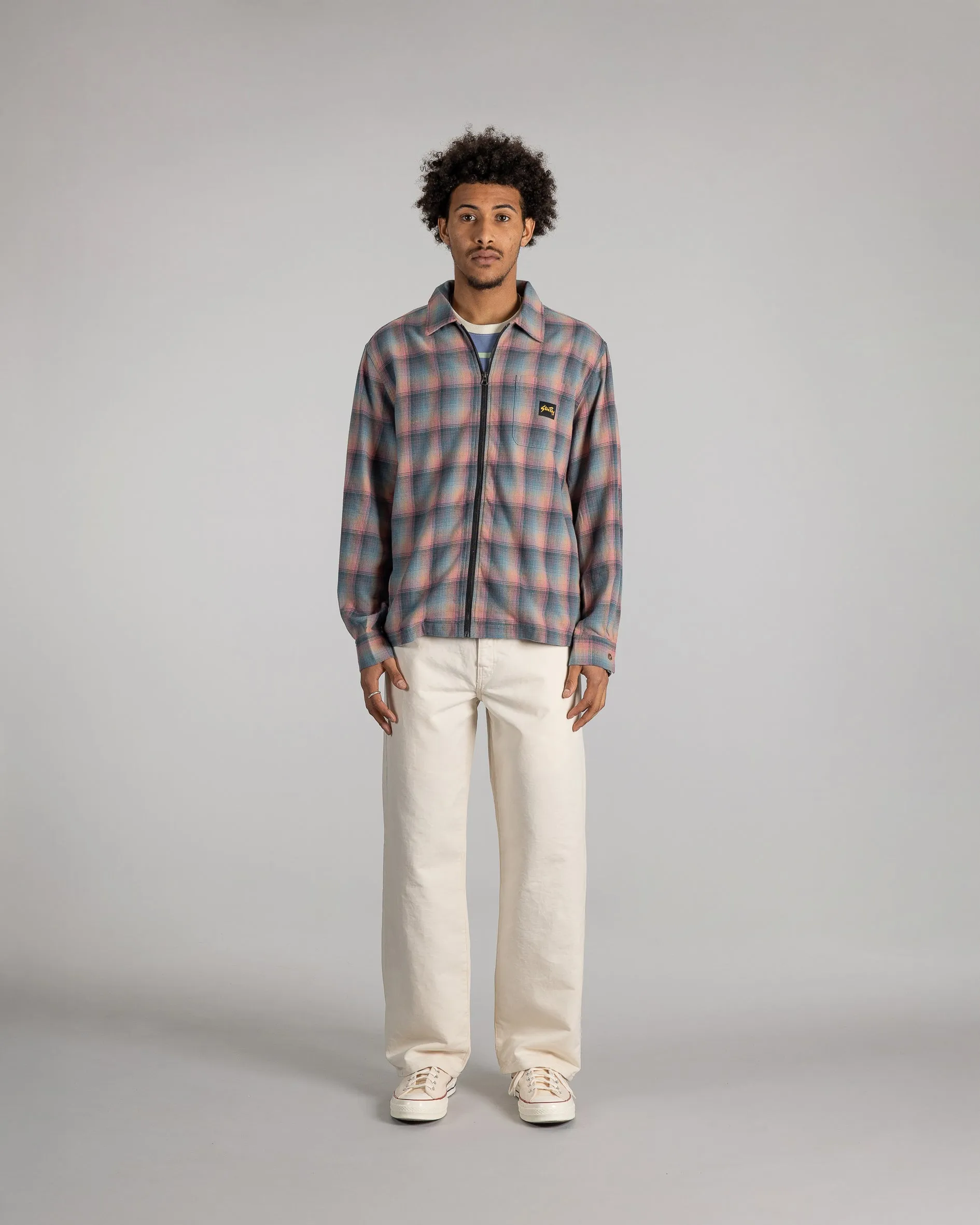 Zip Shirt (Pink/Teal Plaid)